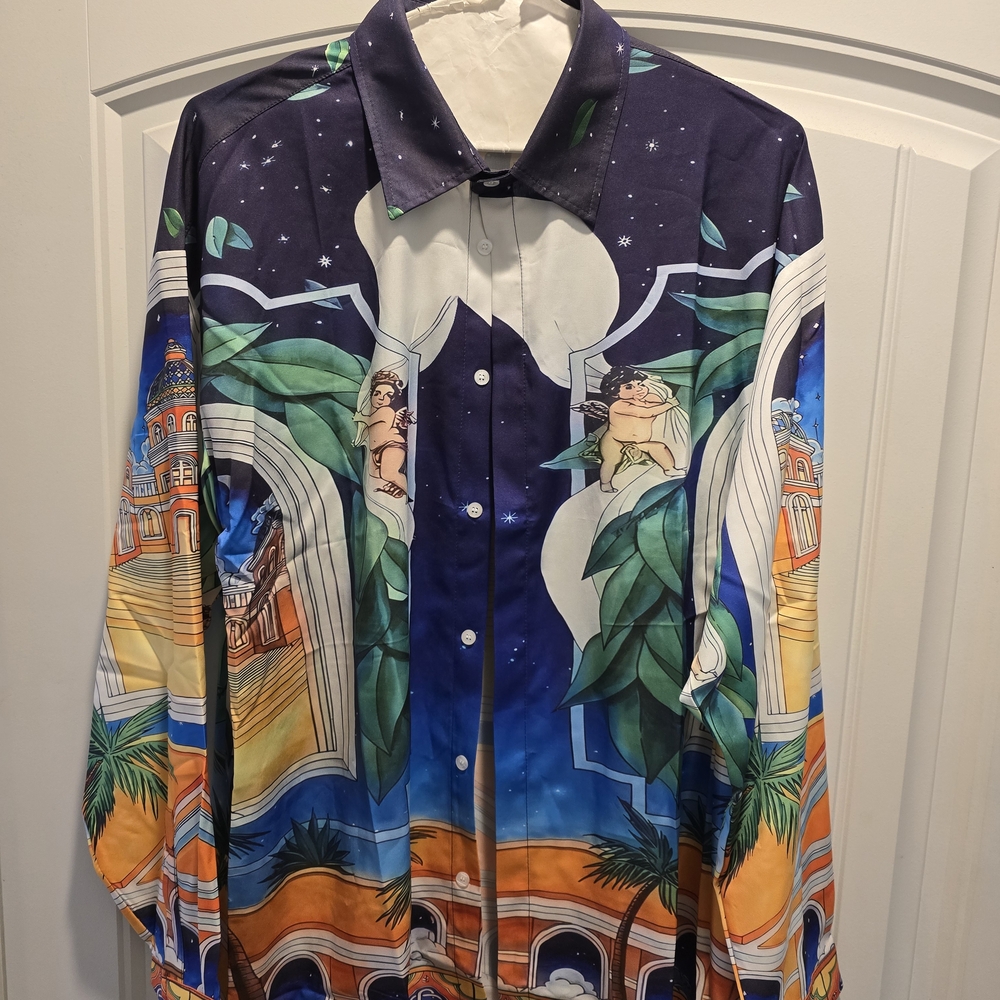 Casablanca Cuban Collar Long Sleeve Shirt Maison d'Ete X-large